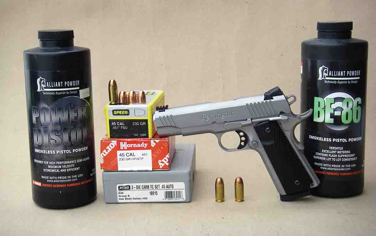 Select .45 ACP handloads proved accurate and reliable.
